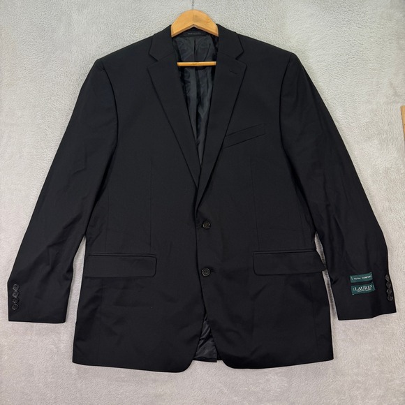 NEW Lauren Ralph Lauren Mens 44L Black Total Comfort Two Button Blazer Jacket